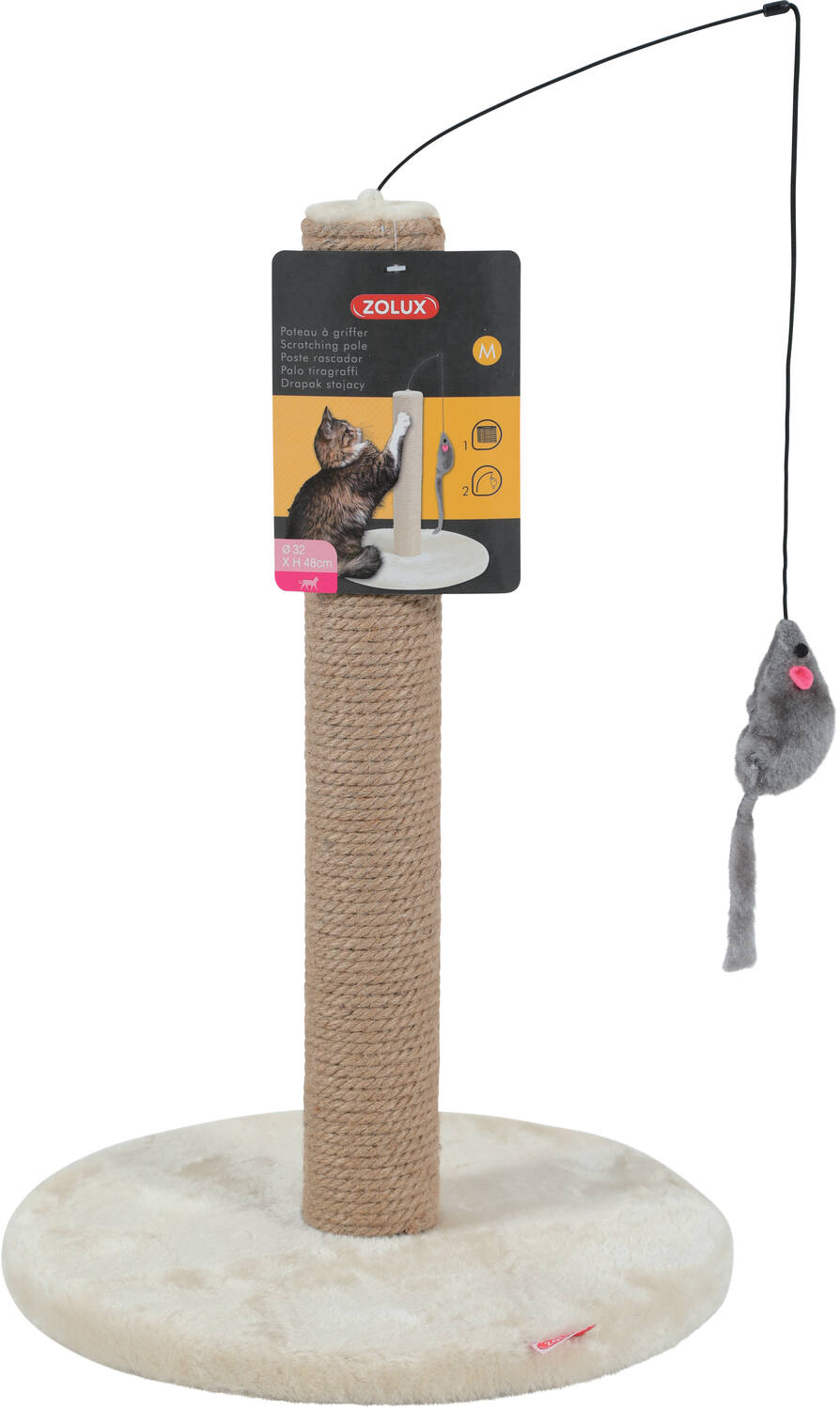 Poteau à griffer pour chat L 32 x p 32 x h 48 cm Beige