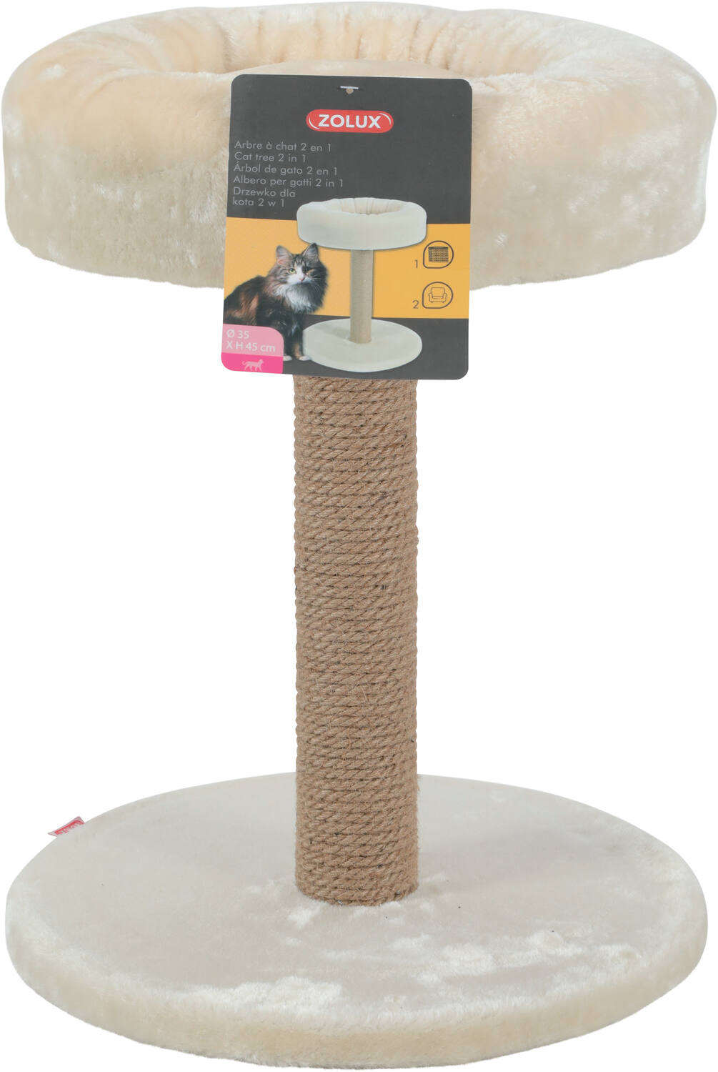 Arbre à chat mutifonctions L 35 x p 35 x h 45 cm Beige