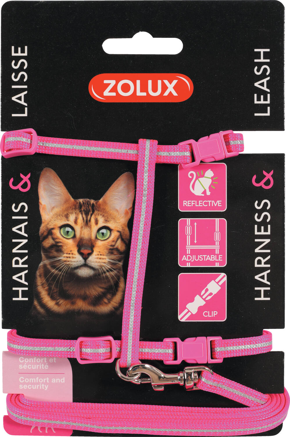 Kit sellerie pour chat avec harnais réglable et laisse 1m20 Rose