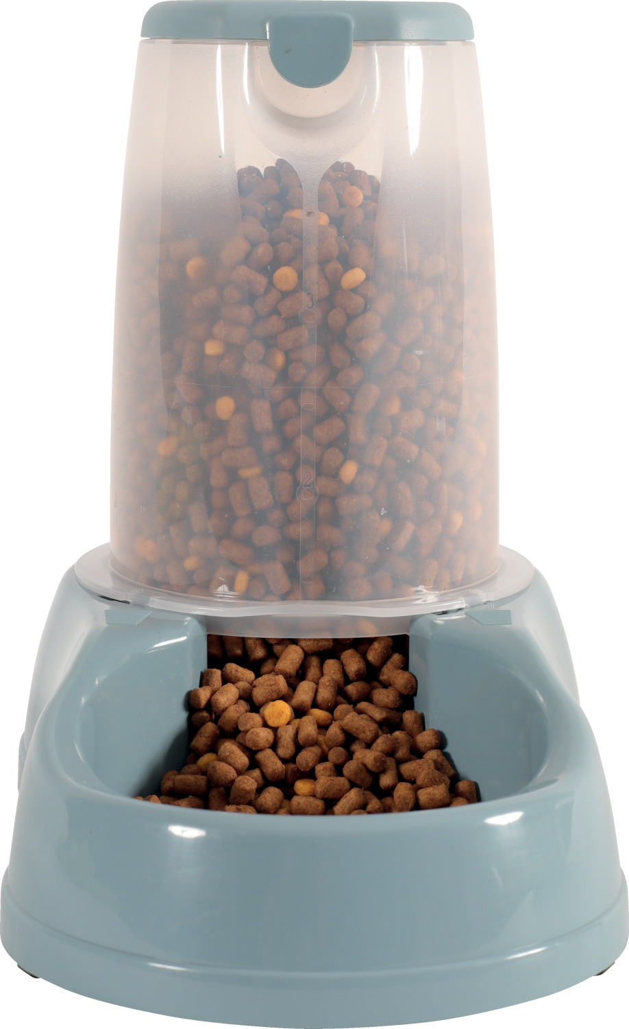 Distributeur de croquettes antidérapant bleu acier contenance 1,5Kg