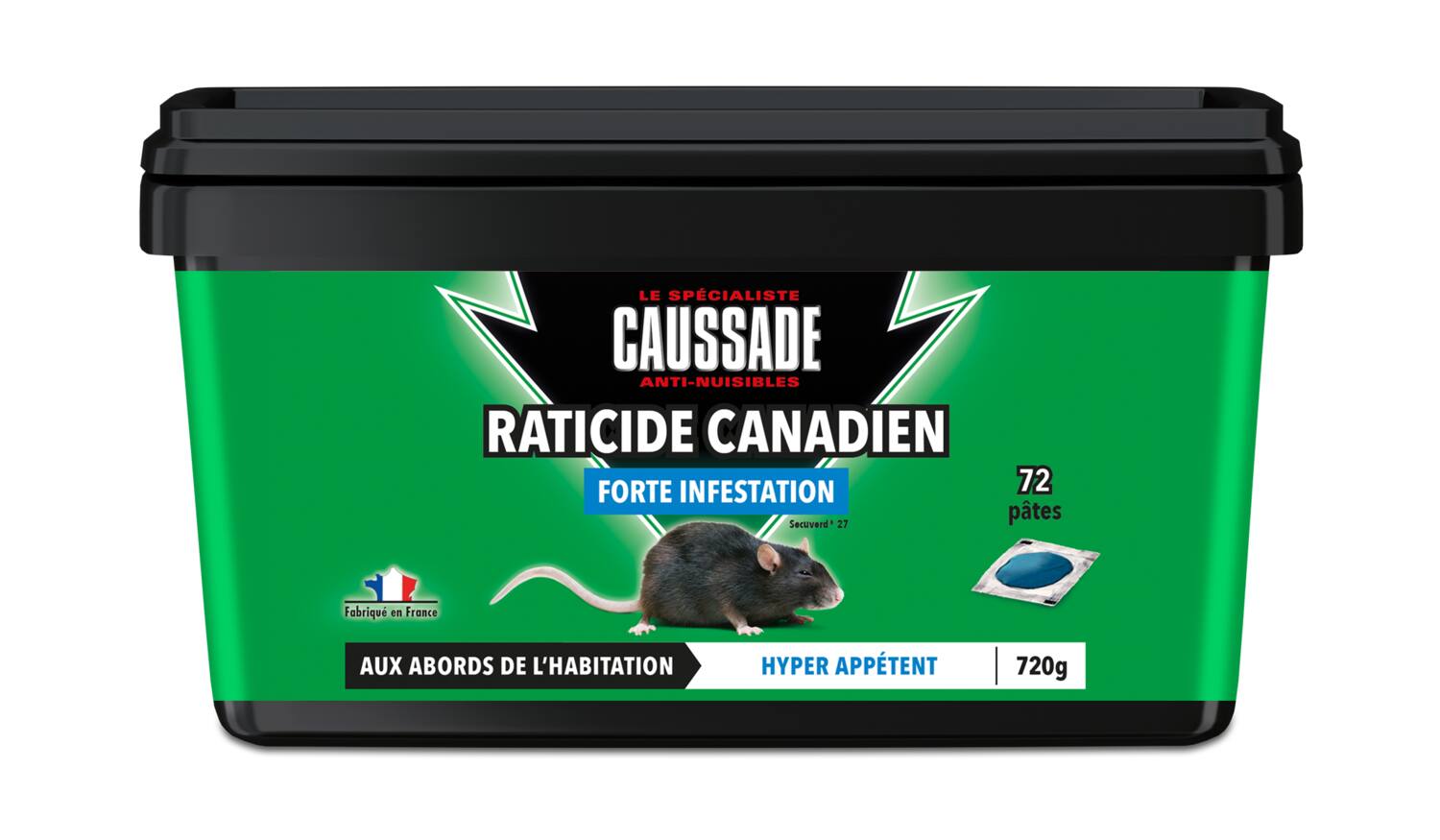 Pat'appât raticide canadien forte infestation 72x10gr - CAUSSADE