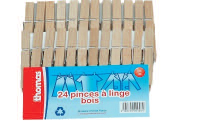 24 Pinces à linge bois - THOMAS