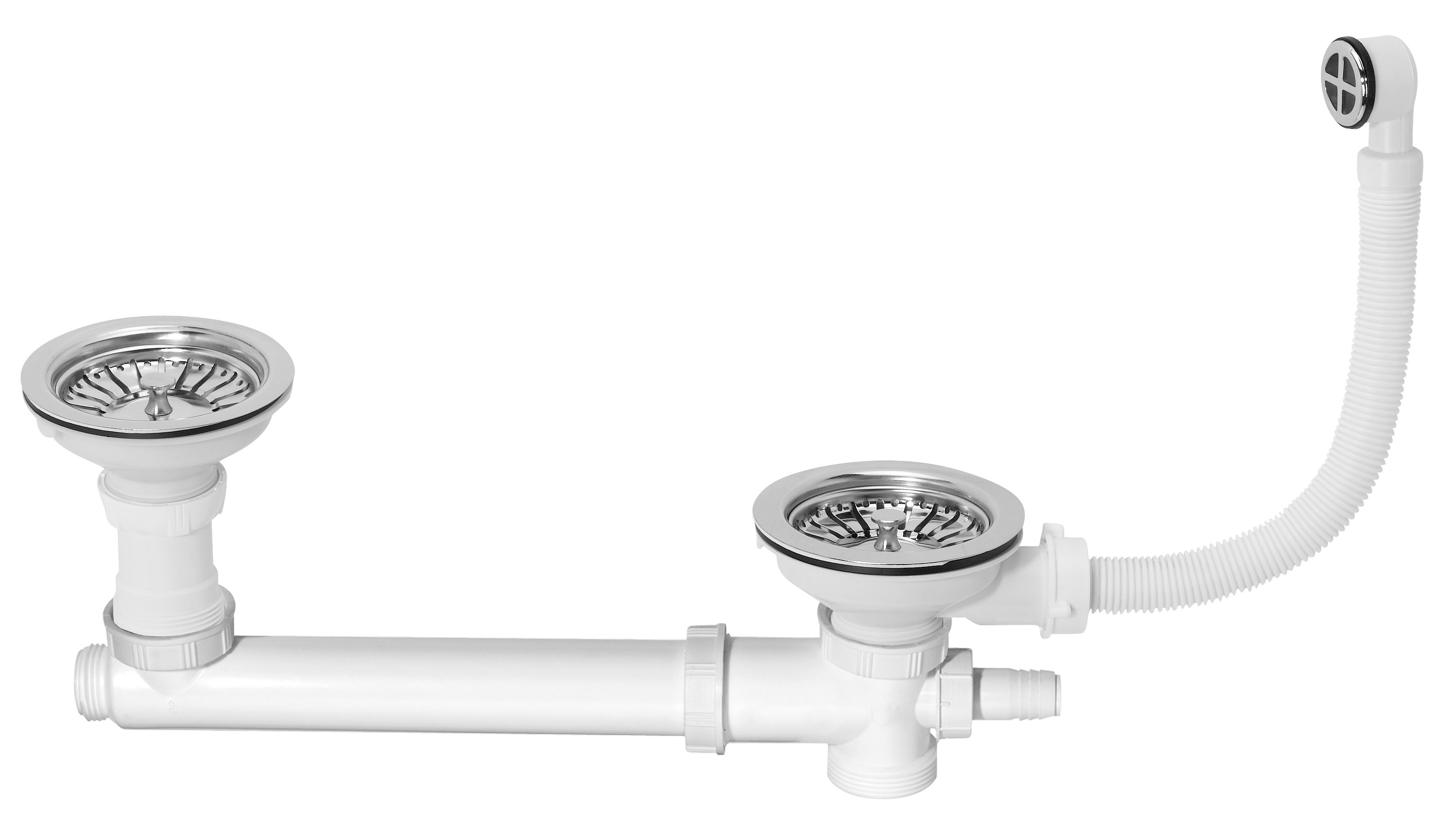 Vidage évier 2 bacs ø90 bondes à panier