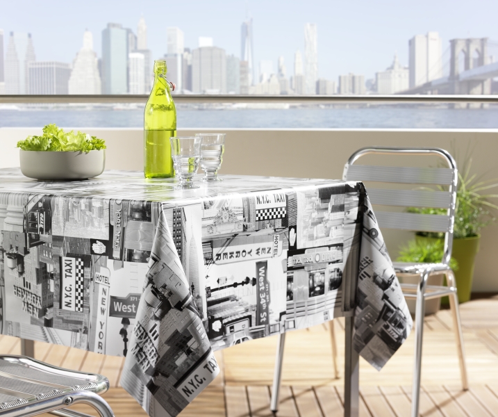 Nappe toile cirée wallstreet noir/blanc 20m