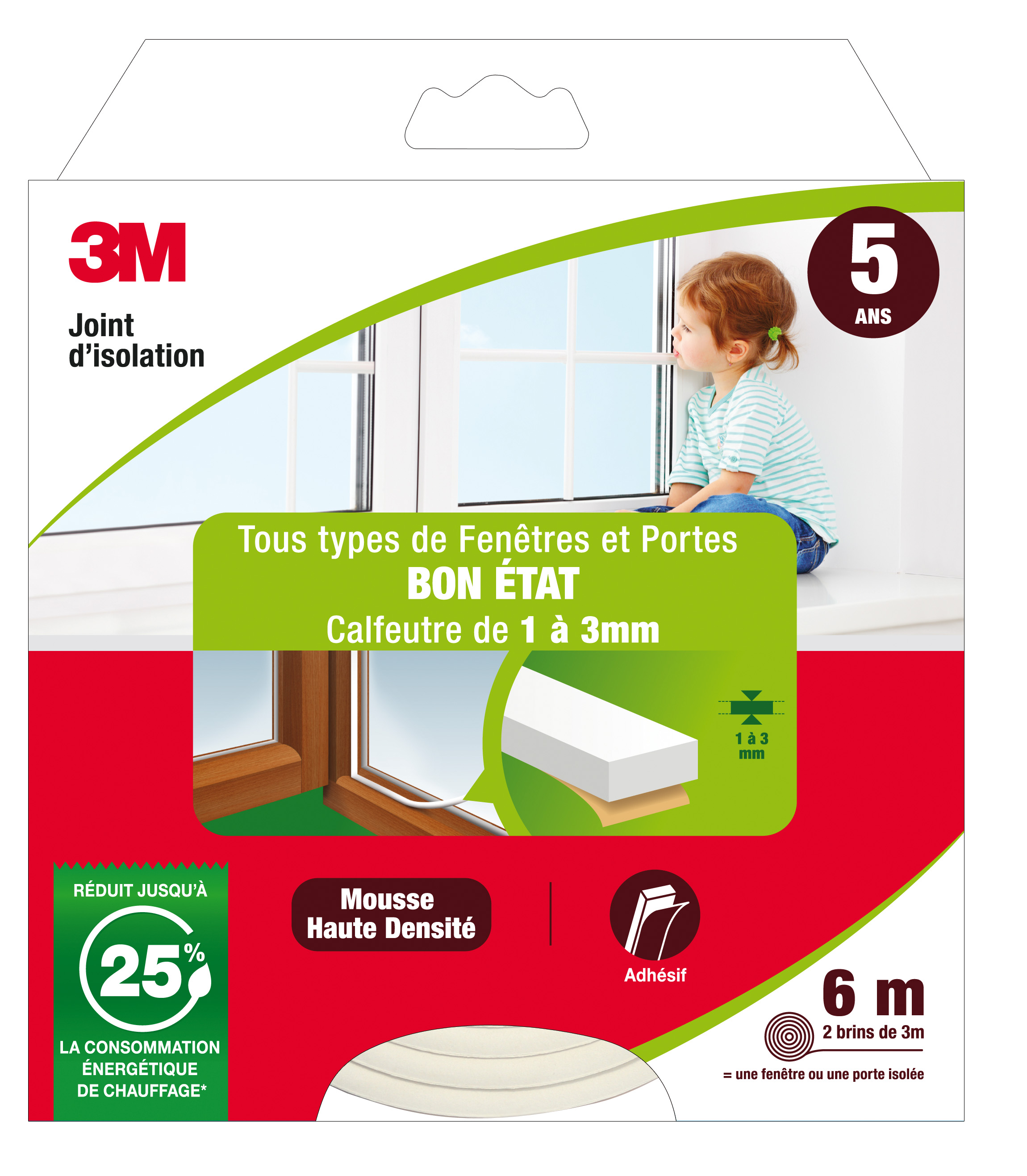 Joint mousse pour portes et fenêtres bon état - 3M