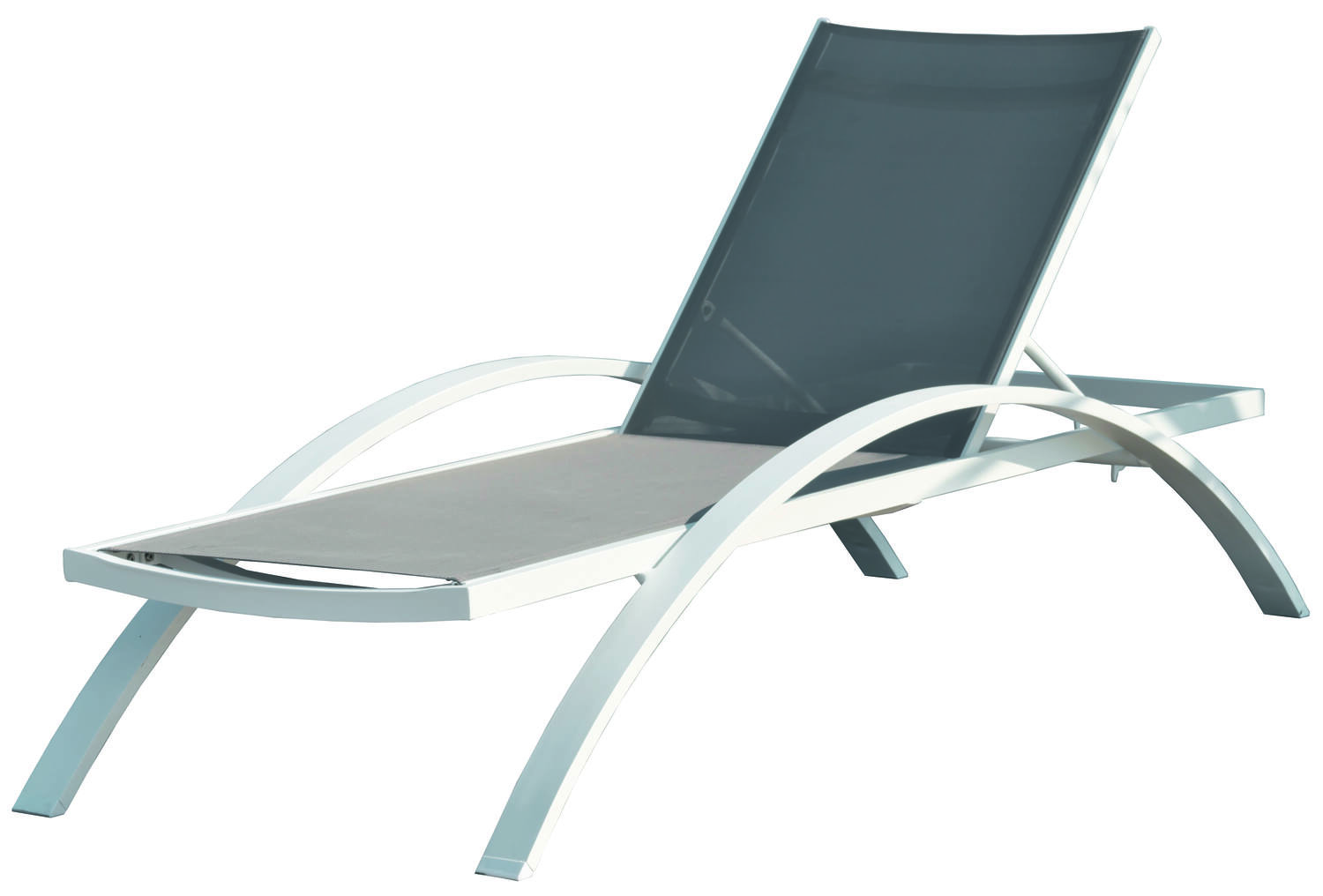 Chaise longue Barcelona en textilène gris et alu blanc - DCB GARDEN