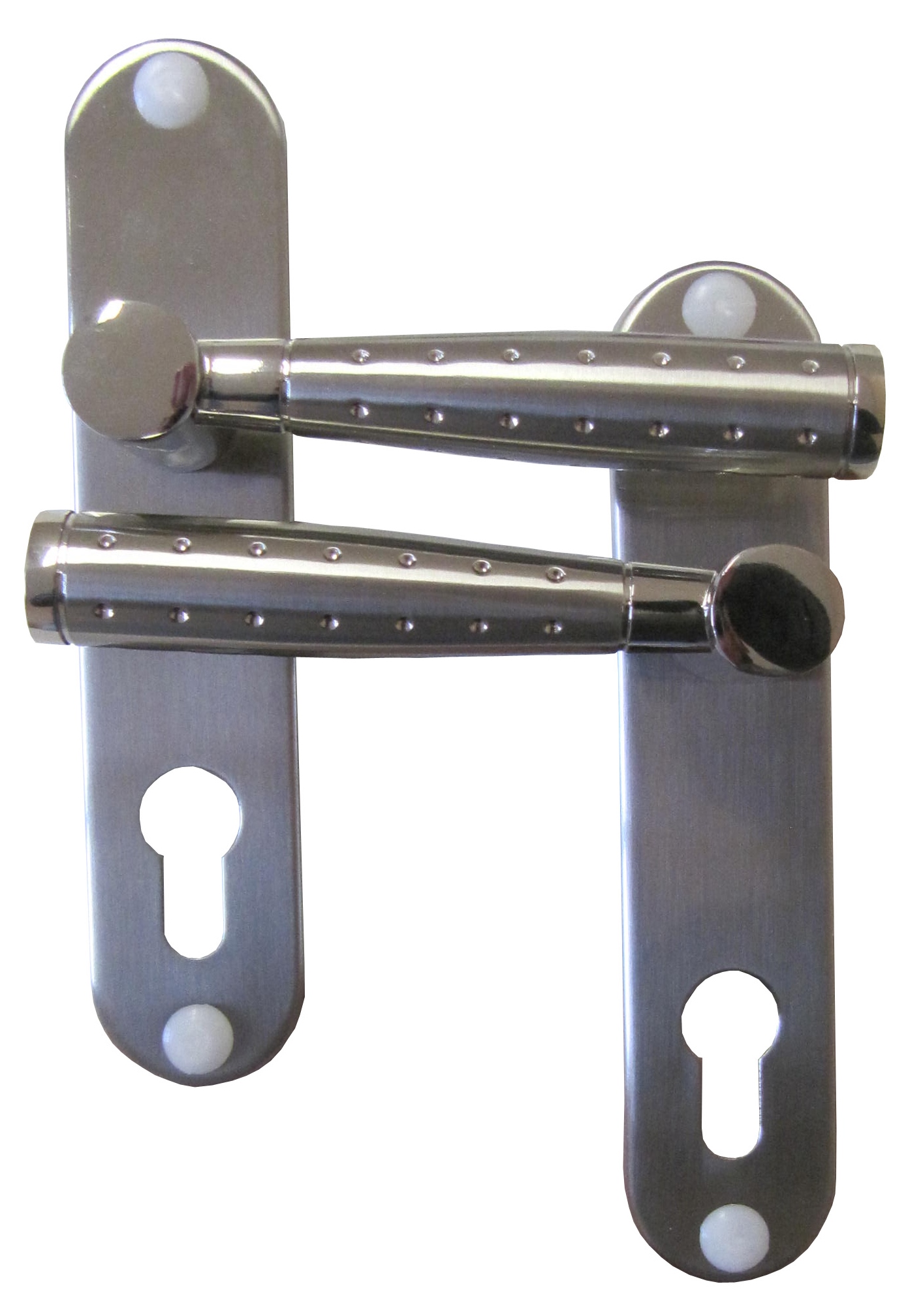 Poignées de porte à cylindre Nina nickelé mat trou entraxe 165mm - B BEAUTY