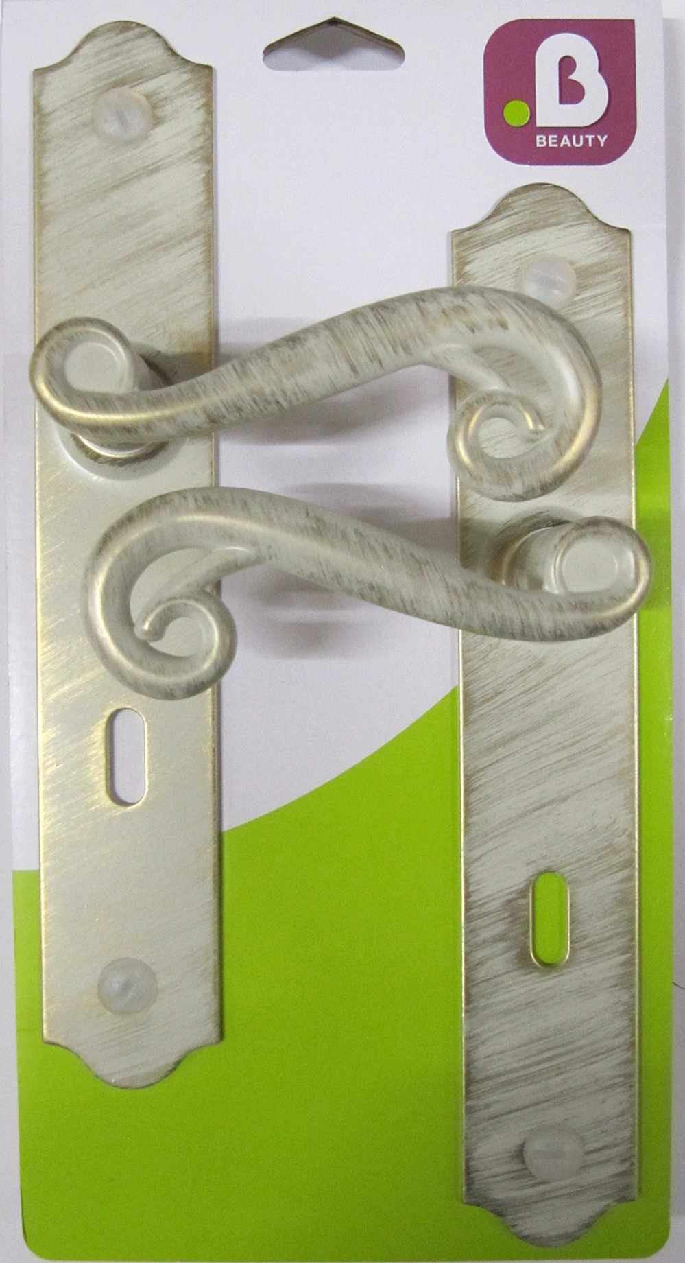 Poignées de porte trou clé Solène blanc/or - MR BRICOLAGE