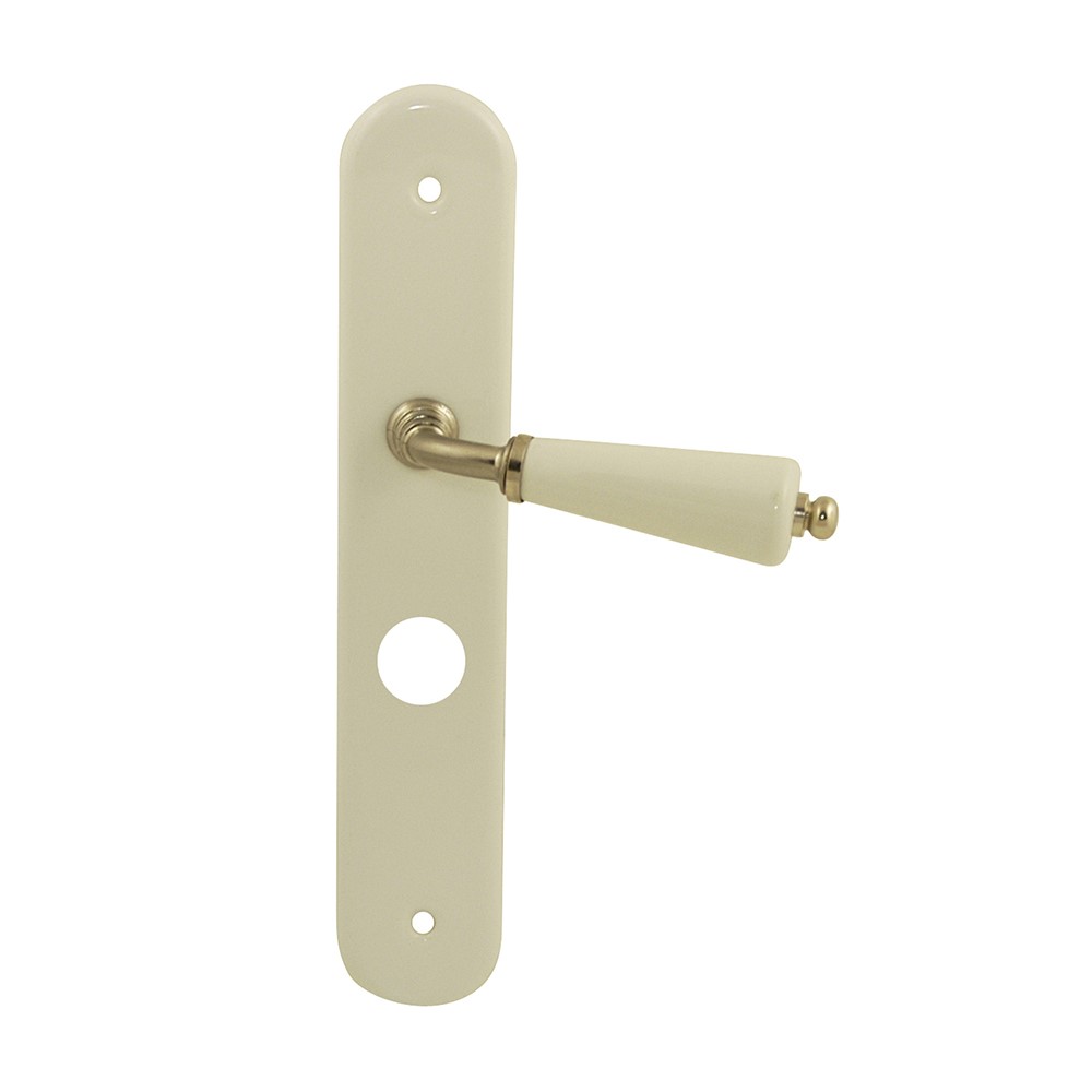 Poignées porte condamnation Dimon porcelaine blanc-nickel mat - B BEAUTY