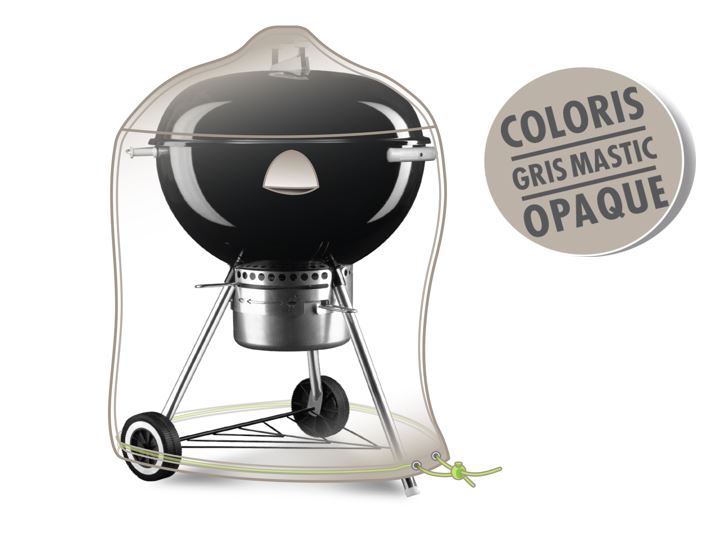 Housse pour barbecue rond Ø 70 x h 80 gris mastic opaque - JARDILINE