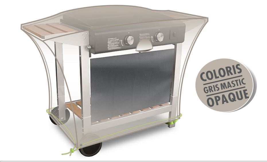 Housse pour meuble plancha L 110 x l 60 x h 60 cm gris mastic opaque - JARDILINE