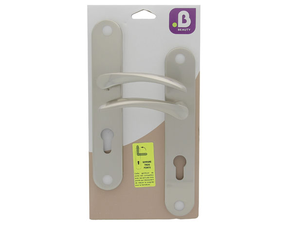 Poignées de porte avec cylindre Azury nickel mat entraxe 195mm - B BEAUTY