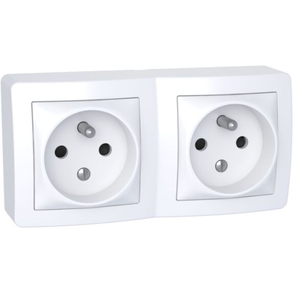 Prise double avec terre saillie complet Alréa blanc - SCHNEIDER ELECTRIC