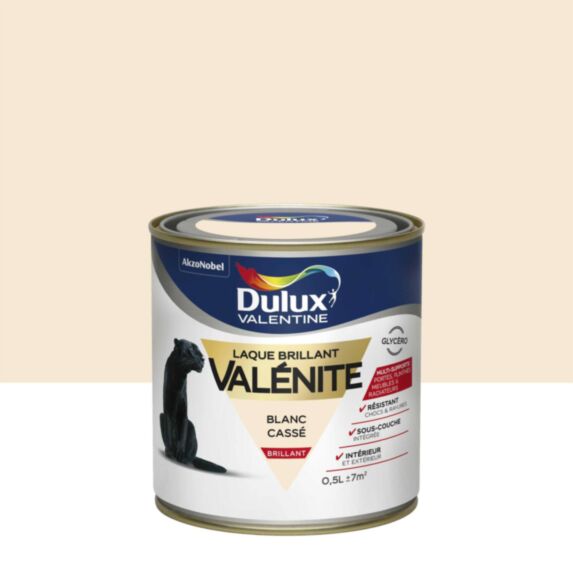 Peinture Laque Boiseries et Ferronnerie Valénite Blanc Cassé Brillant 0,5L - DULUX VALENTINE