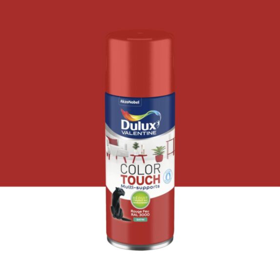 Peinture aérosol Multi-supports Int/Ext Color Touch Rouge Feu Satin 400ml - DULUX VALENTINE