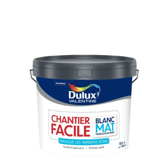 Peinture intérieure série Spéciale Chantier Facile murs et plafonds blanc mat 10L - DULUX VALENTINE