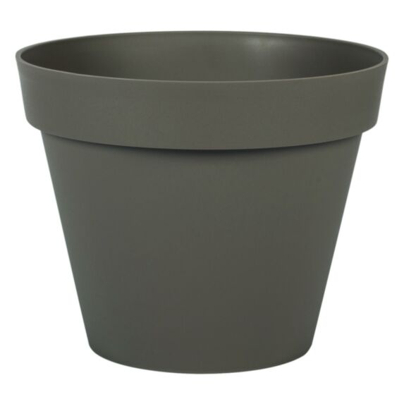 Pot rond Toscane plastique moulé Ø30cm taupe - EDA