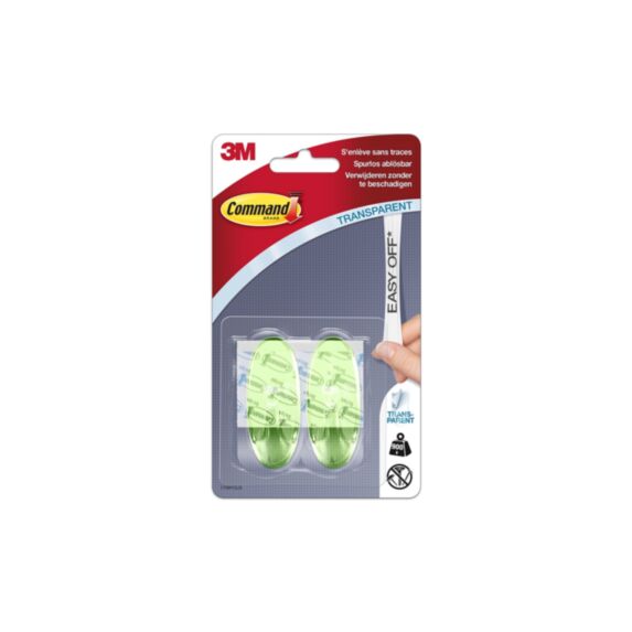 2 crochets oval vert transparent - 3M COMMAND
