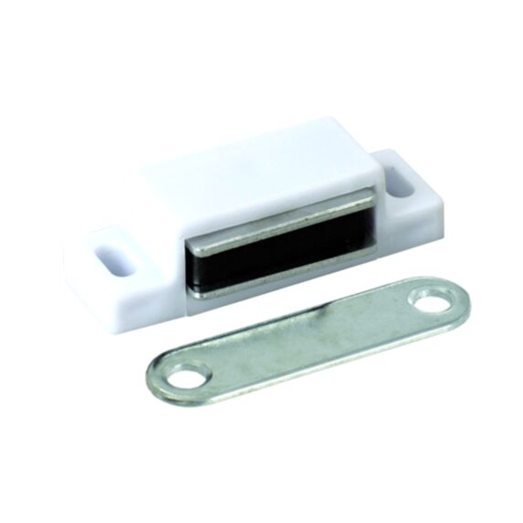 Loqueteau magnétique plastique blanc à gâche fixe 10kg - VYNEX