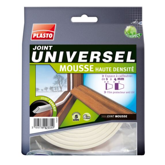 joint universel. 6m x 9mm. blanc - PLASTO