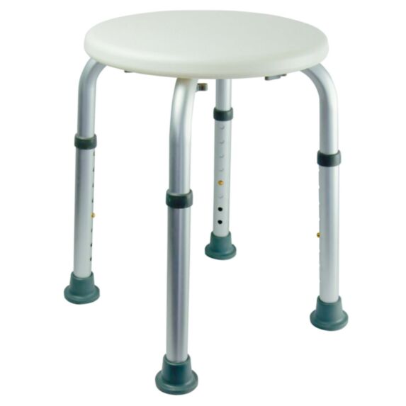 Tabouret de salle de bains réglable en alu et PE blanc - GODONNIER