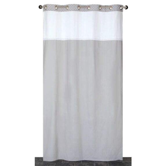 Rideau œillets Toile parement imprimé dans le haut gris 140x240cm - DYLREV