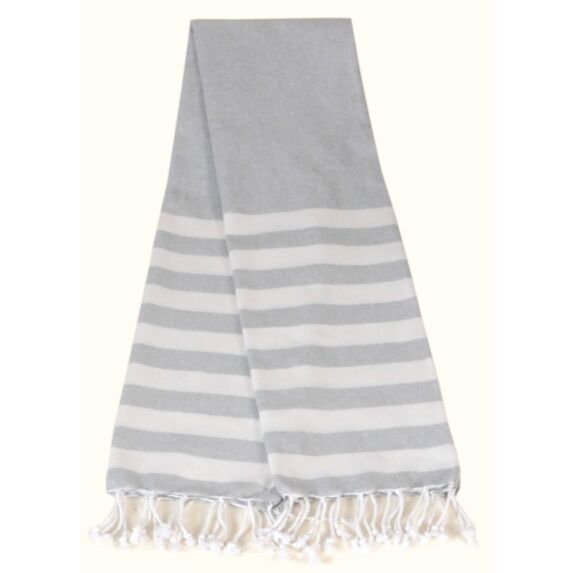 Fouta rayée avec franges 90x180 cm gris