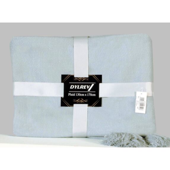 Plaid jacquard avec pompons 130x170 cms bleu