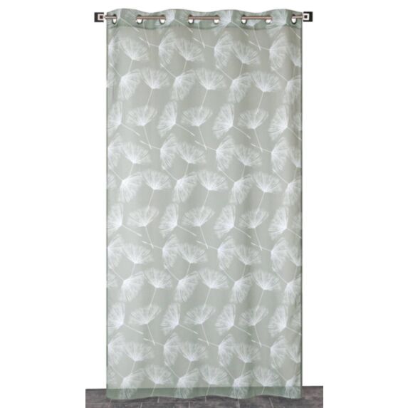 Voilage œillets étamine imprimée kaki 140x240cm