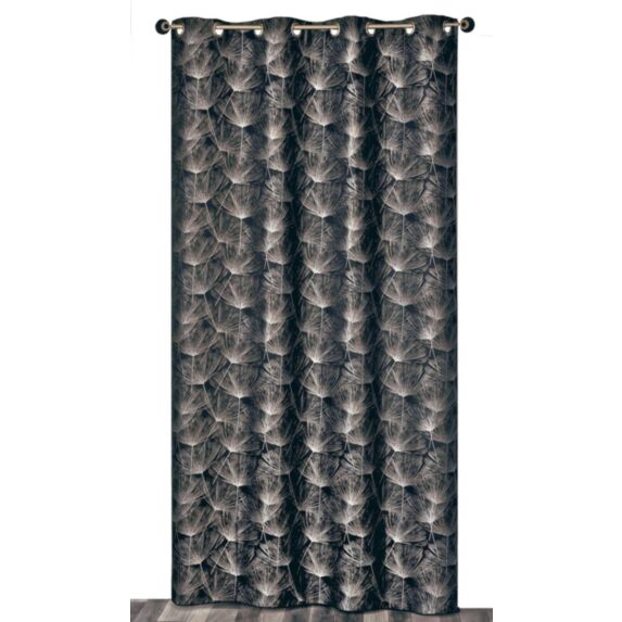 Rideau oeillets lourd jacquard noir 140x240cm