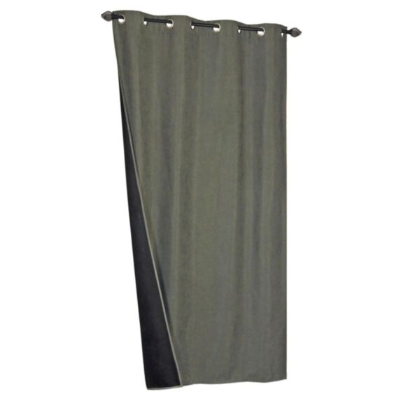 Rideau effet brossé isolant thermique 140x240cm kaki - DYLREV