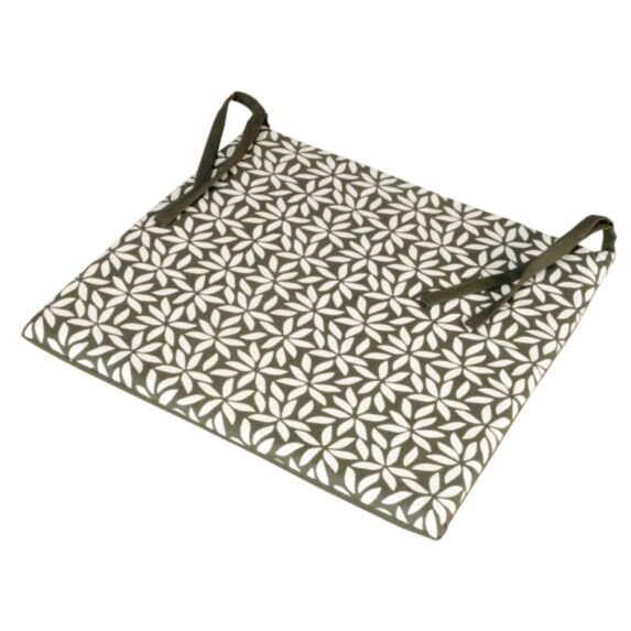 Galette de chaise fine bicolore kaki 40x40cm