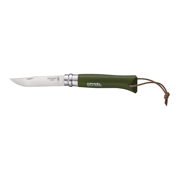 Couteau baroudeur N8 kaki + lien cuir - OPINEL