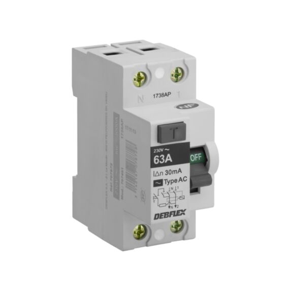 Interrupteur différentiel 63 ampères type AC blanc - DEBFLEX
