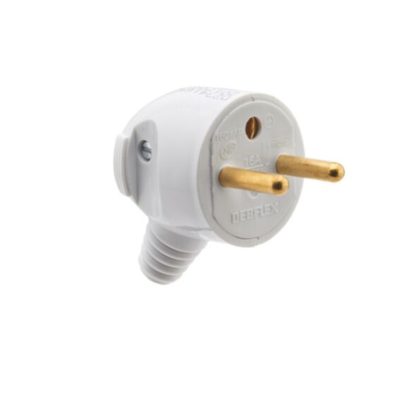 Fiche Mâle Portefeuille 2P+T 16A Sortie Latérale Blanc - DEBFLEX