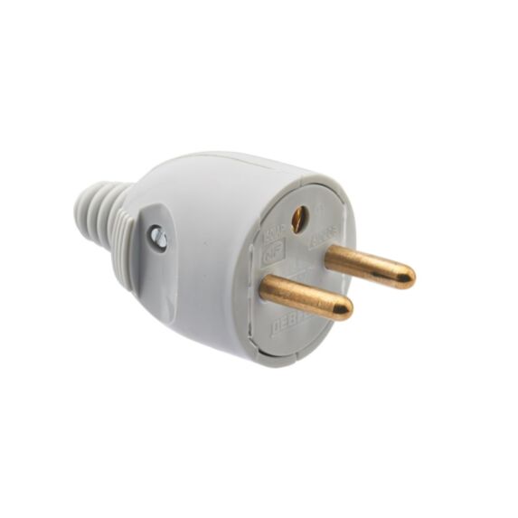 Fiche Mâle Portefeuille 2P+T 6A Sortie Droite Gris - DEBFLEX
