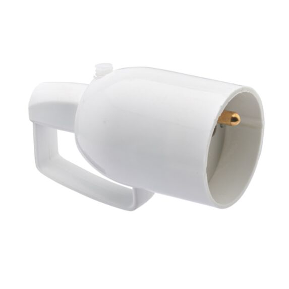 Fiche Femelle à Coiffe avec Anneau 2P+T 16A Sortie Droite Blanc - DEBFLEX