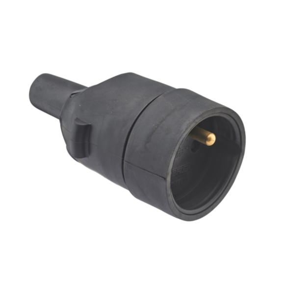 Fiche Femme Caoutchouc 2P+T 16A Sortie Droite Noir - DEBFLEX