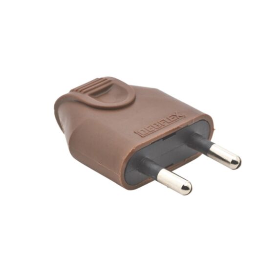 Fiche Mâle à Coiffe 2P 6A Sortie Droite Marron - DEBFLEX