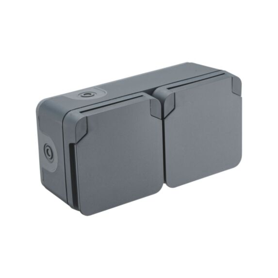 Prise 2P+T double étanche IP55 anthracite - DEBFLEX