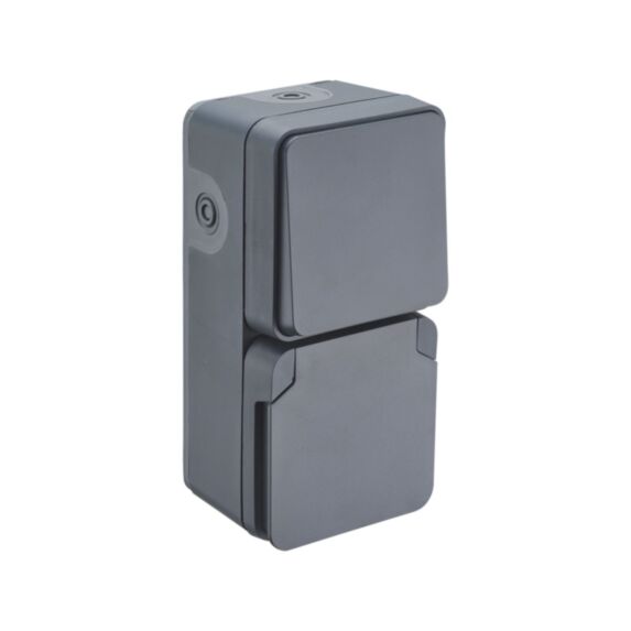 Prise 2P+T + va-et-vient étanche IP55 anthracite - DEBFLEX