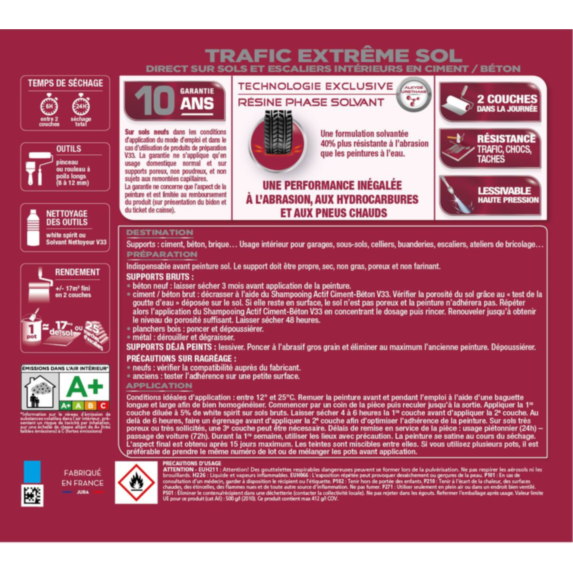 Peinture sol trafic extrême satin 0,5L Blanc - V33