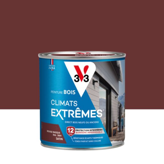 Peinture V33 Bois Climats Extrêmes Rouge Basque satin 0,5 L