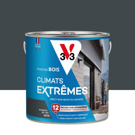 Peinture Bois Climats Extrêmes Satin Anthracite 2 L - V33
