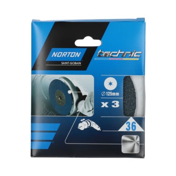 Disques fibre ponçage métal grain 36 125mm 3 pièces - NORTON
