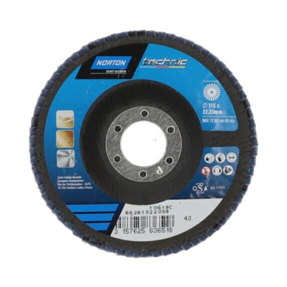 Disques lamelles Action rapide Toutes surfaces Ø115mm Grain 40 - NORTON