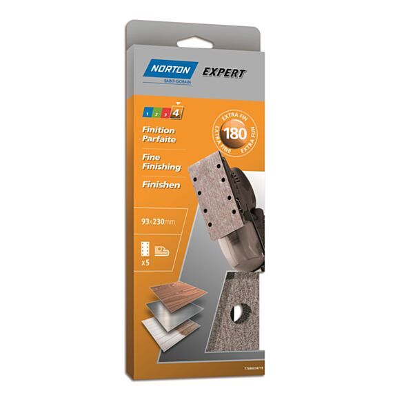 Patins ponceuse vibrante pinces parallèles 93x230mm Grain 180 - NORTON