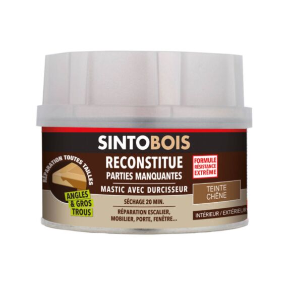 Mastic à bois avec durcisseur angles/gros trous chêne 170ml - SINTO