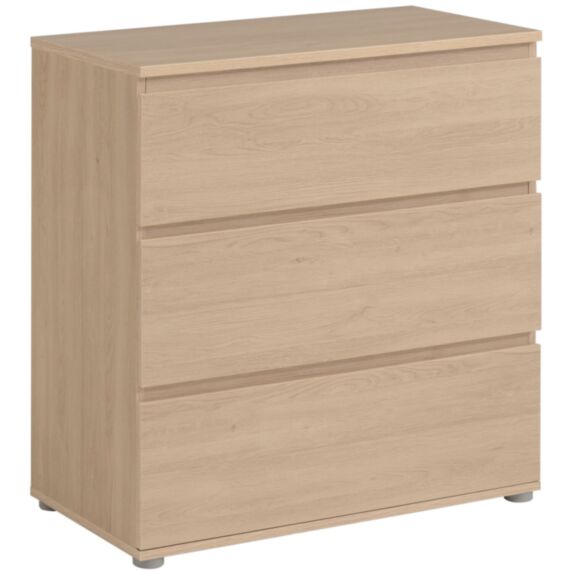 Commode 3 tiroirs Neo panneau particules H,82cm décor chêne Brooklyn - PARISOT
