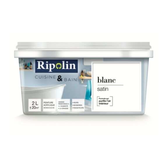 Peinture Cuisine et Bain blanc 2L - RIPOLIN